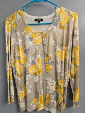 Gold & Gray Floral Cardigan